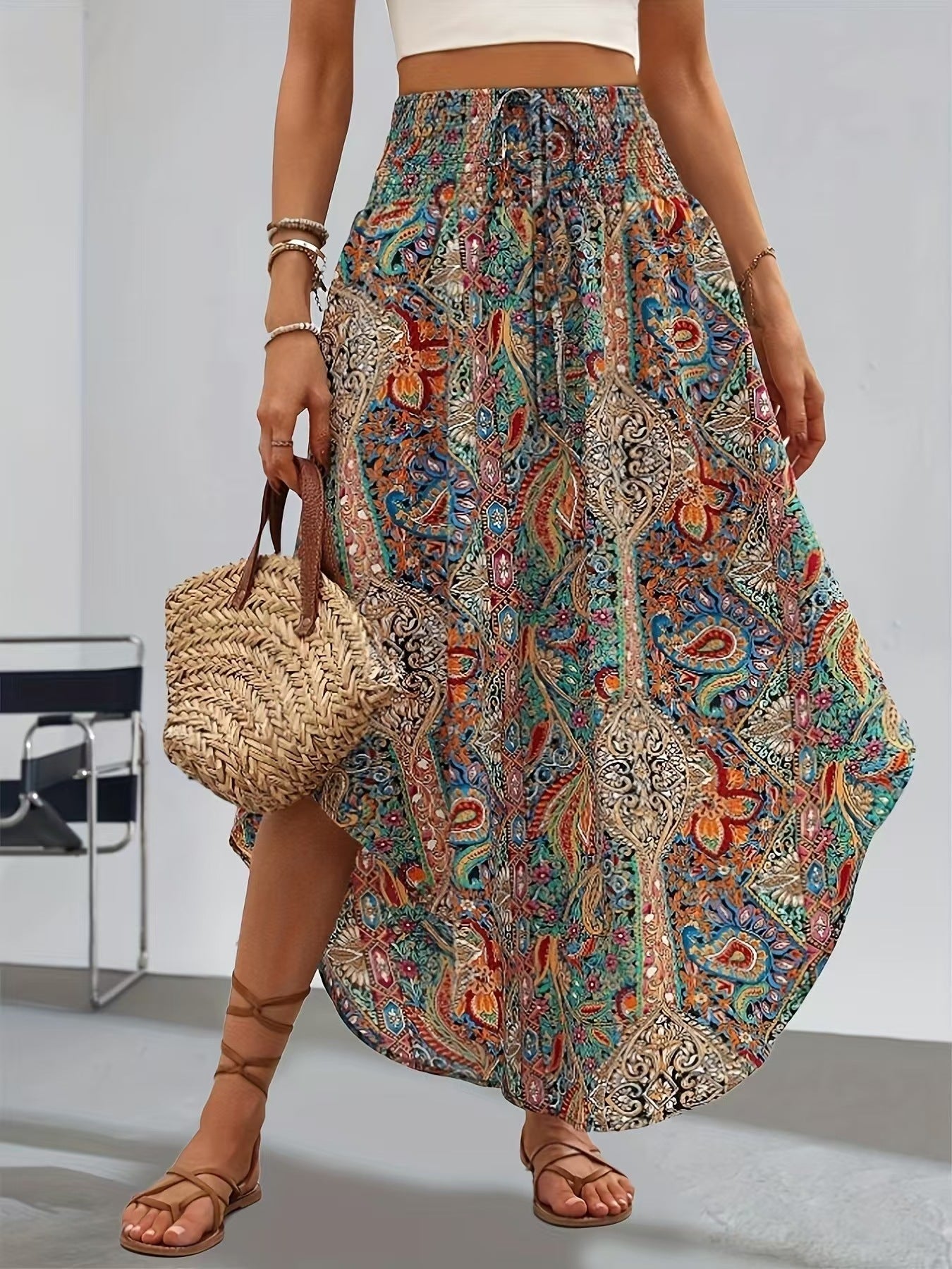 Personality Printed A- Line Skirt Casual - Color / XS