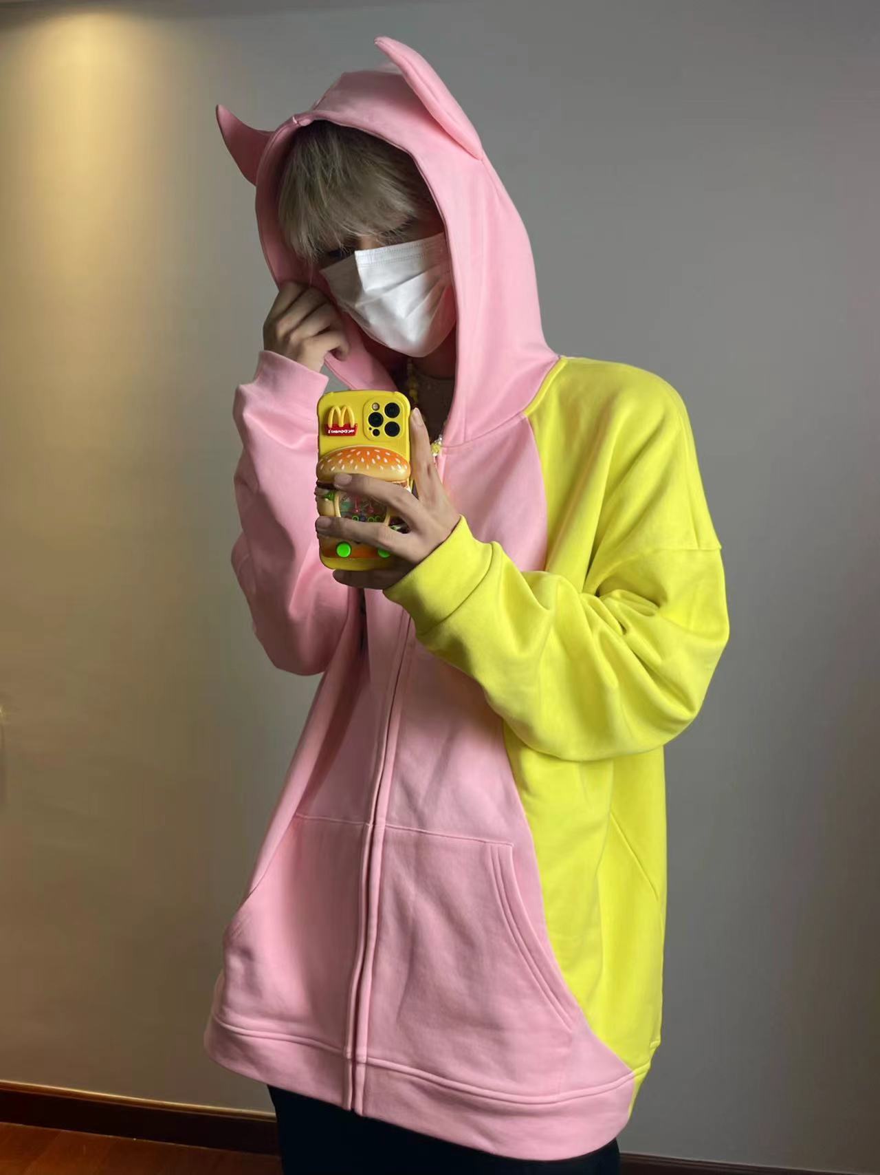 Women’s Hooded Zipper Detachable Tail Sweater