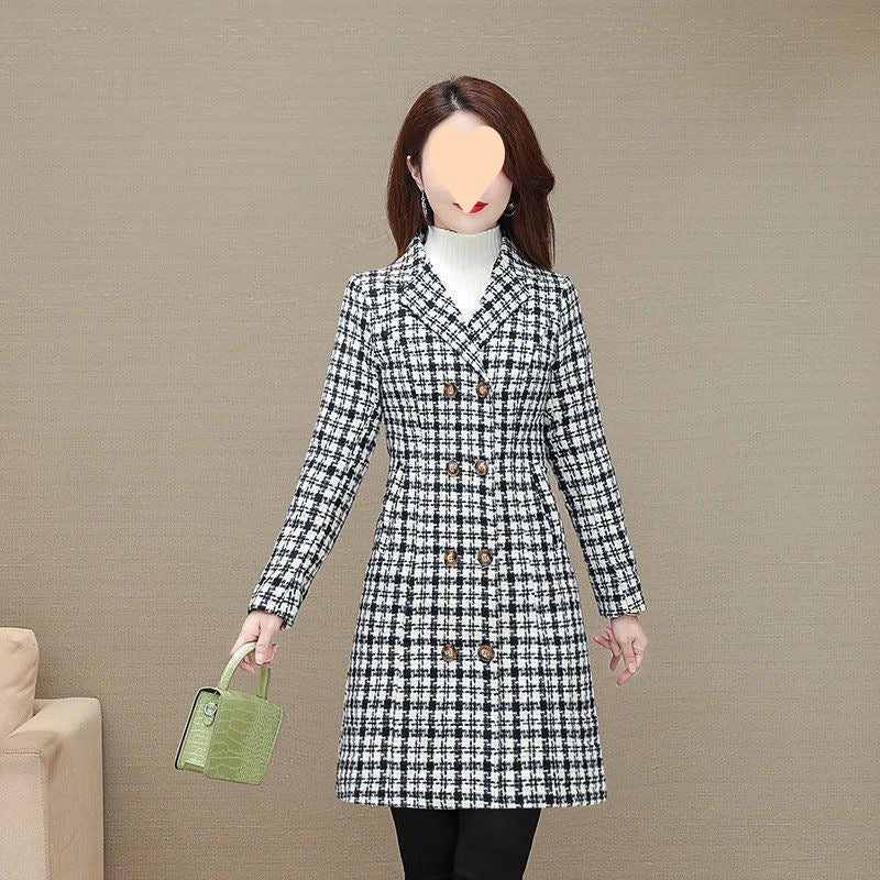Coat Slimming Short Slim Fit Spring And Autumn Women - Black And White Plaid / L