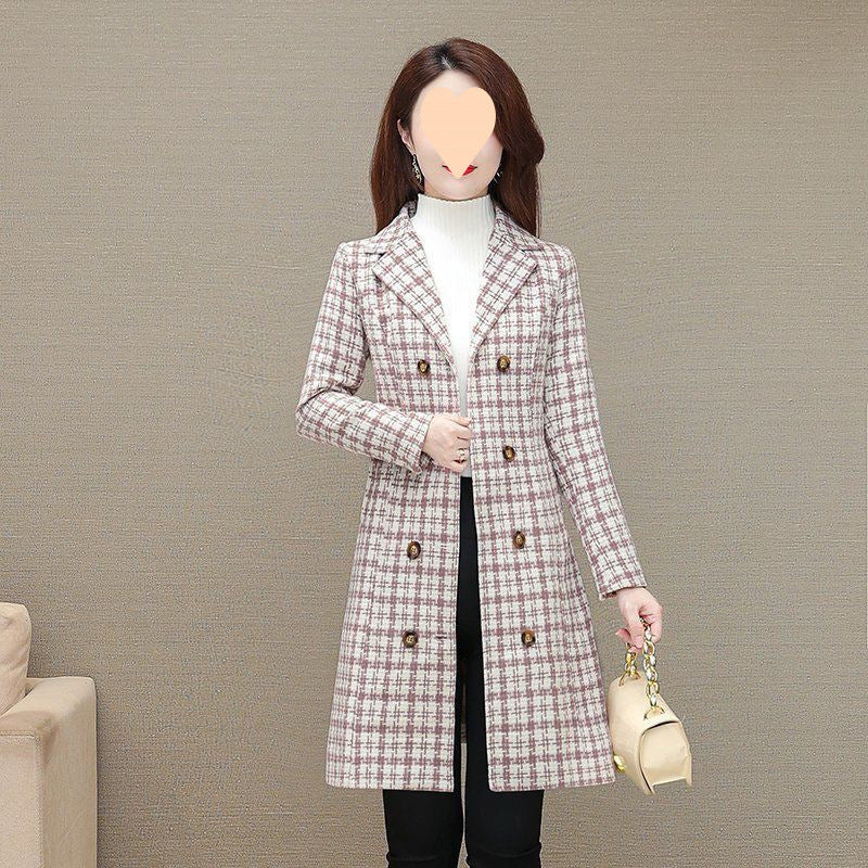 Coat Slimming Short Slim Fit Spring And Autumn Women - Pink Plaid / L
