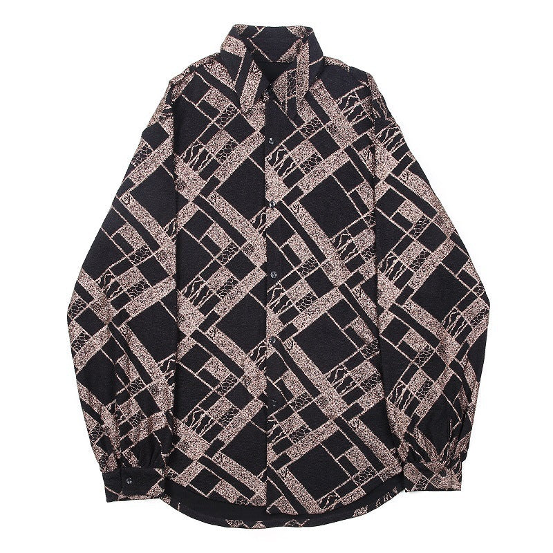 Trendy Men’s Shirt Gold 3D Long Sleeve Shirt Trendy Men - Image color / M