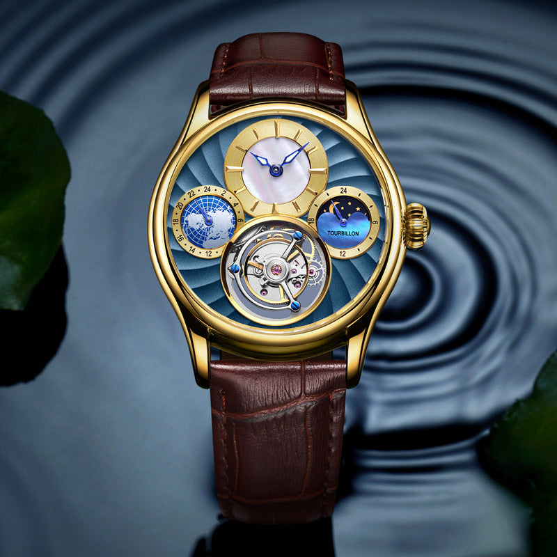 Platinum White Noodles Timepiece Sapphire Gold Blue Surface - D