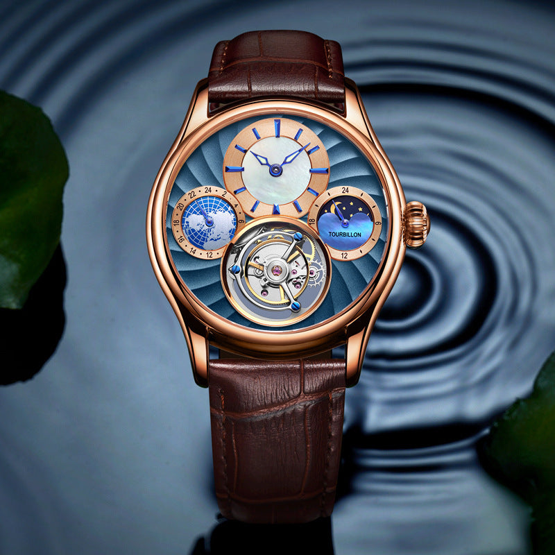 Platinum White Noodles Timepiece Sapphire Gold Blue Surface - F