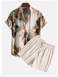 Men’s Casual Suit 3D Digital Printing Short Sleeve Shirt Hawaii Suit - Suit 14 / S