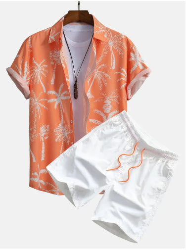 Men’s Casual Suit 3D Digital Printing Short Sleeve Shirt Hawaii Suit - Suit 15 / S