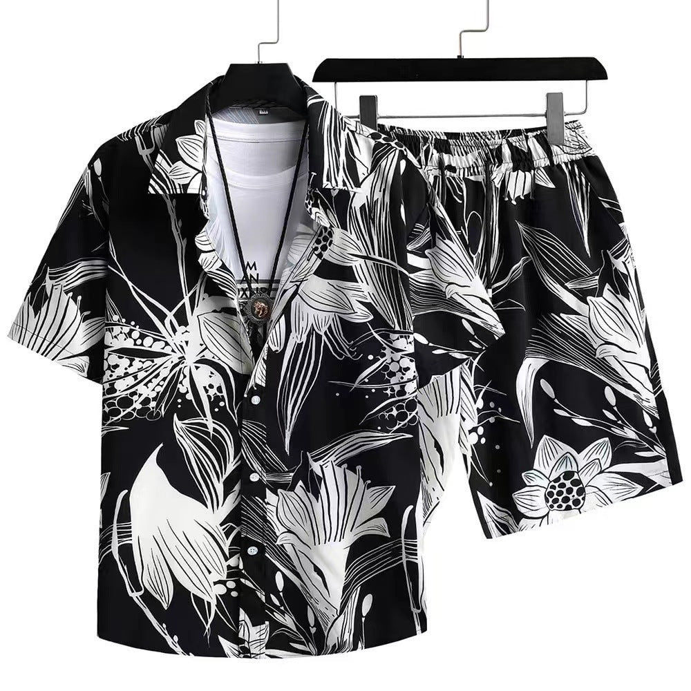 Men’s Casual Suit 3D Digital Printing Short Sleeve Shirt Hawaii Suit