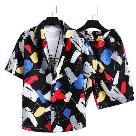 Men’s Casual Suit 3D Digital Printing Short Sleeve Shirt Hawaii Suit