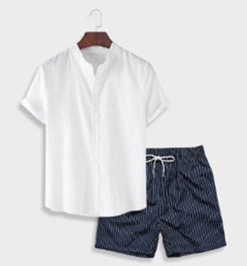 Men’s Casual Suit 3D Digital Printing Short Sleeve Shirt Hawaii Suit - Suit 50 / 2XL
