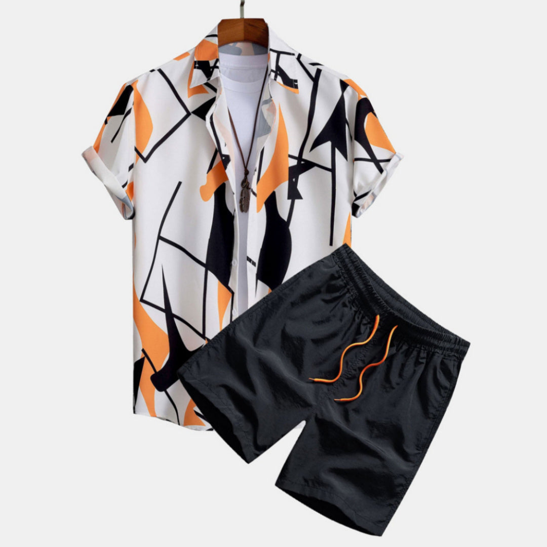 Men’s Casual Suit 3D Digital Printing Short Sleeve Shirt Hawaii Suit