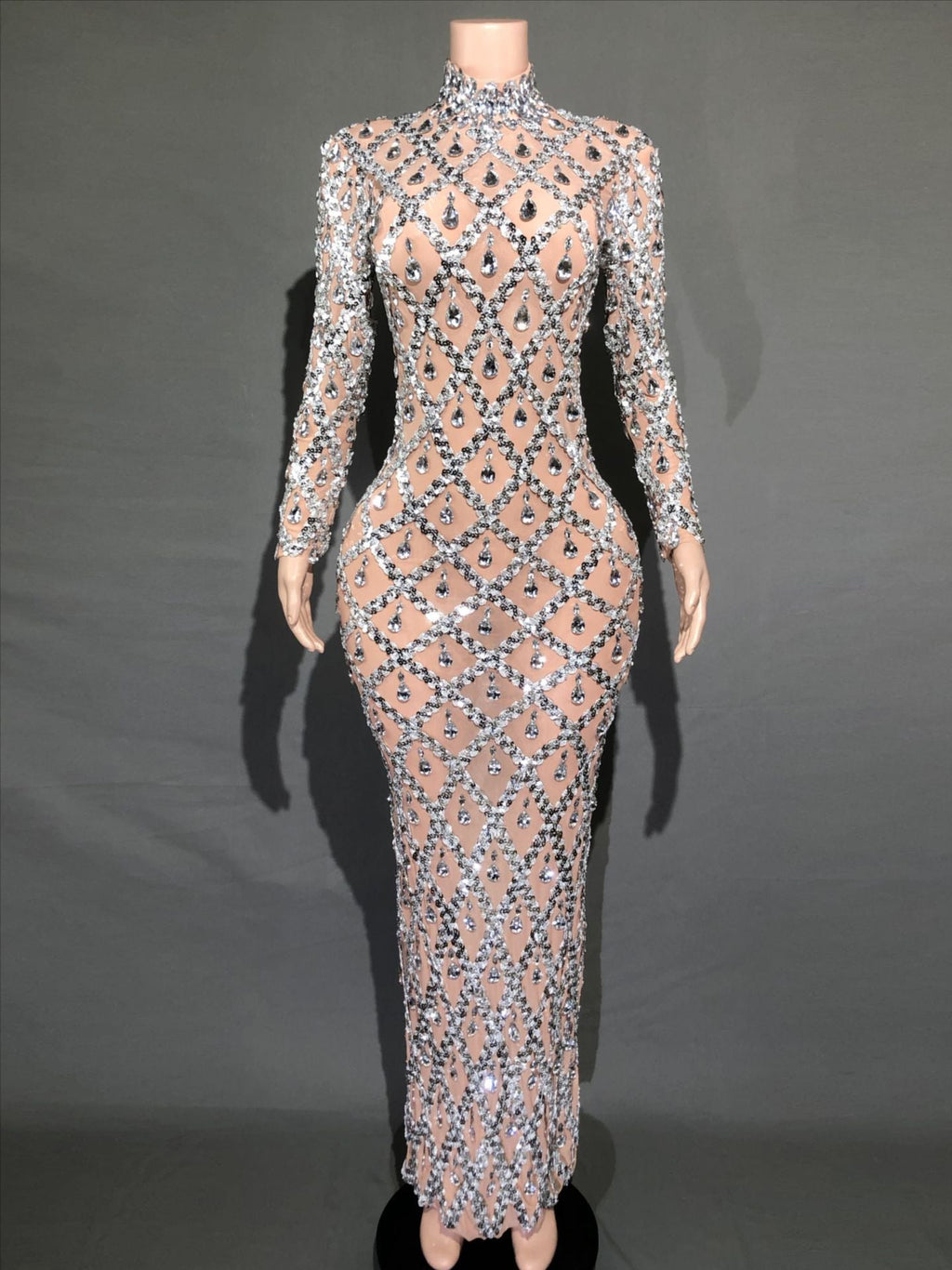 Plus Size Women’s Evening Party Shiny Rhinestone Dress