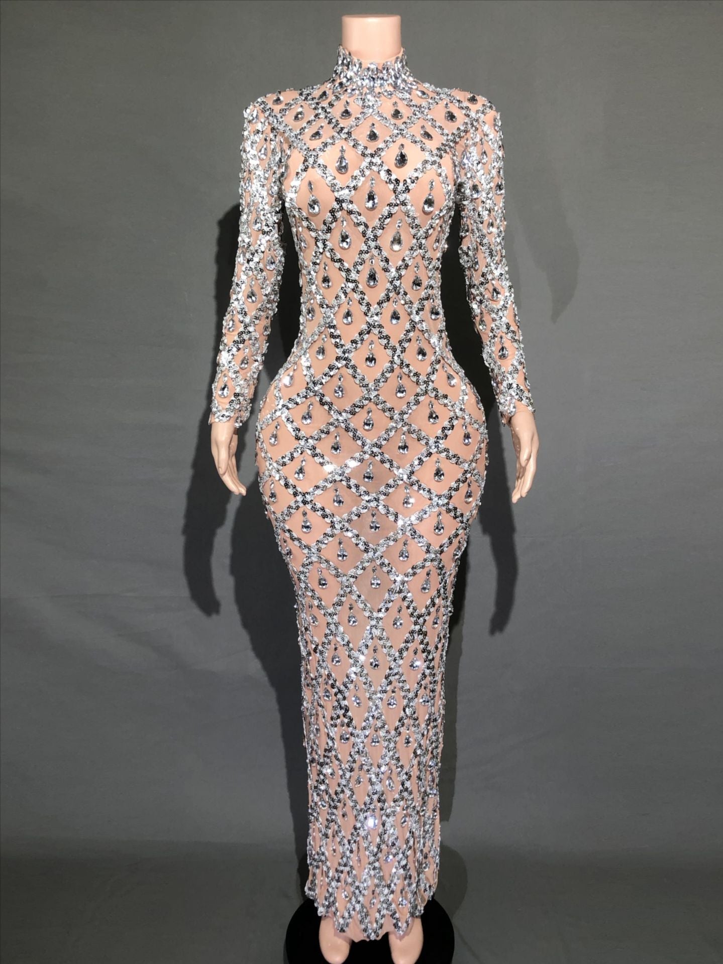 Plus Size Women’s Evening Party Shiny Rhinestone Dress
