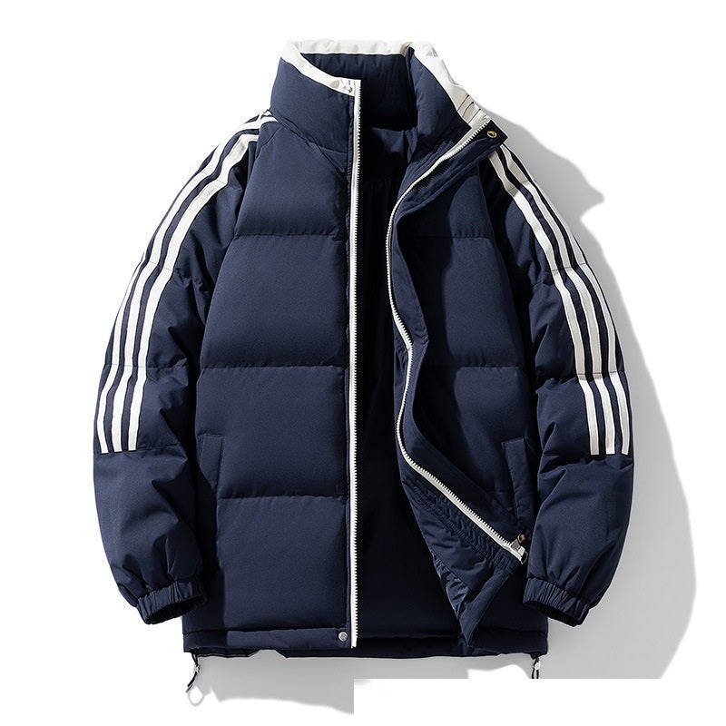 Down Cotton-padded Coat Winter Warm Thickened Puffer Jacket - Navy Blue / S