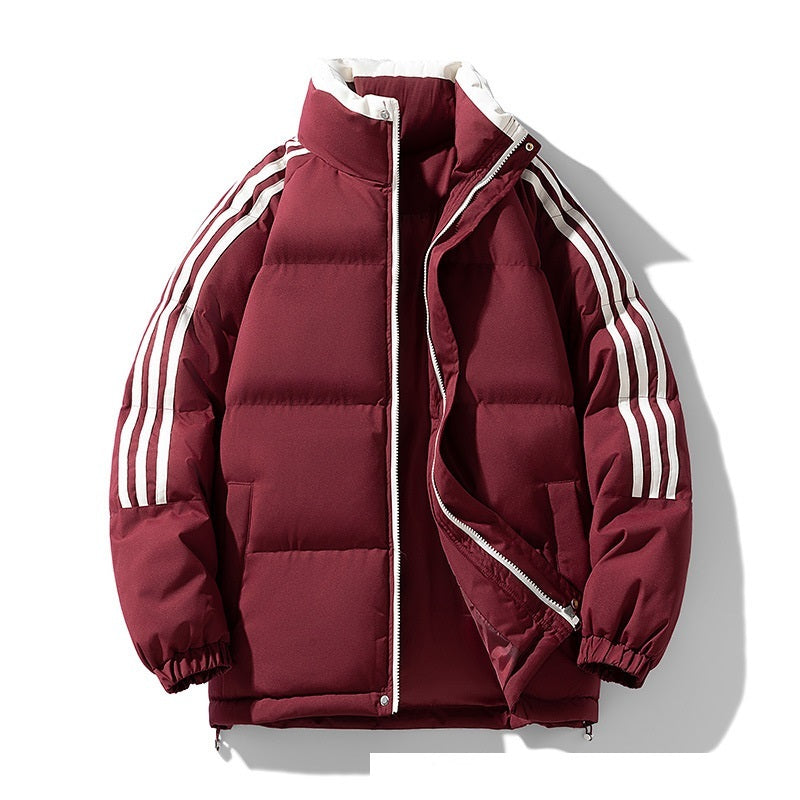 Down Cotton-padded Coat Winter Warm Thickened Puffer Jacket - Wine Red / S