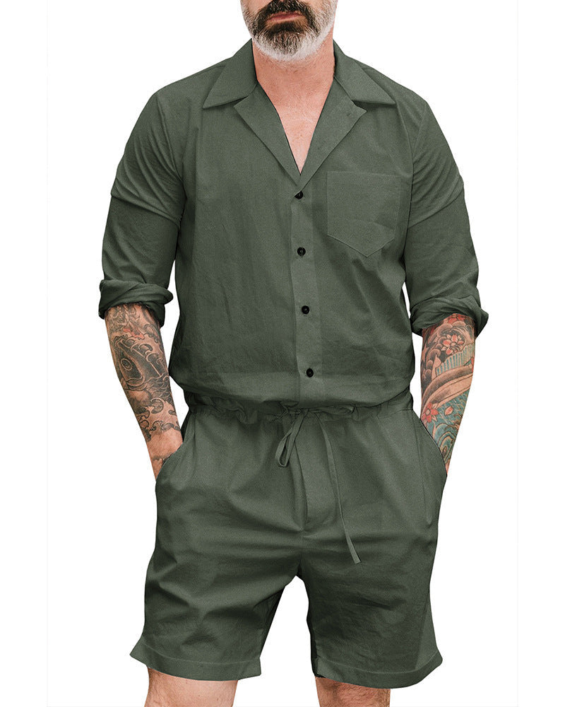 Men’s Casual Fashion Suit Jumpsuit - Army Green / M - 4