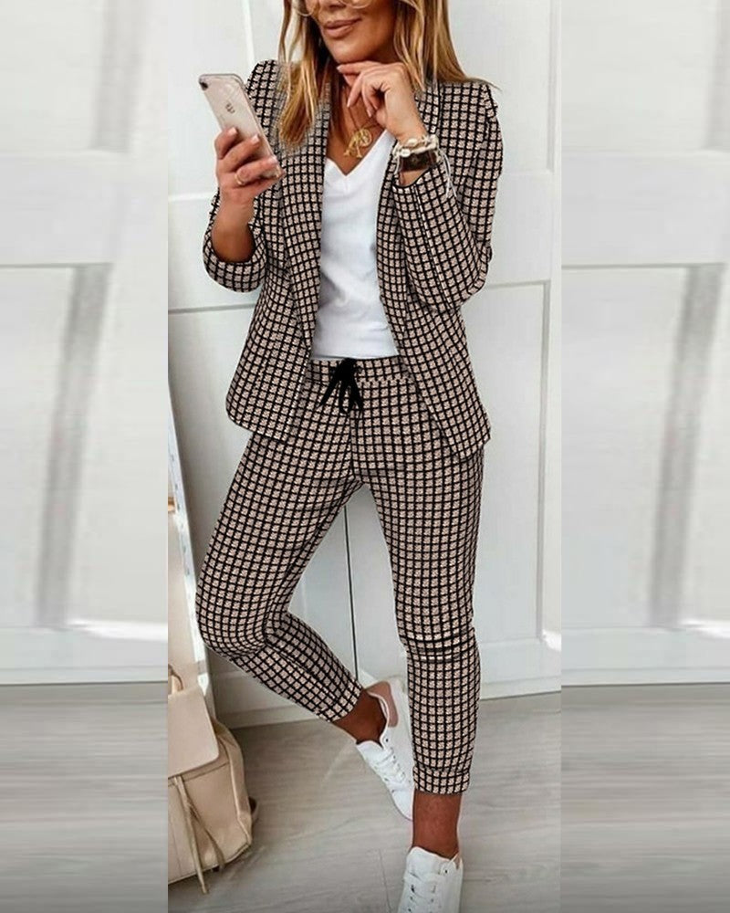 Polyester Power Suit Color Matching Pants Sensation - Small black grid / S