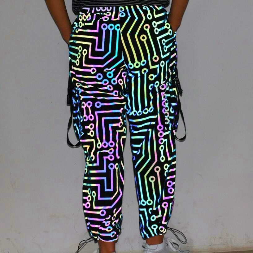 Women’s circuit pattern colorful reflective overalls