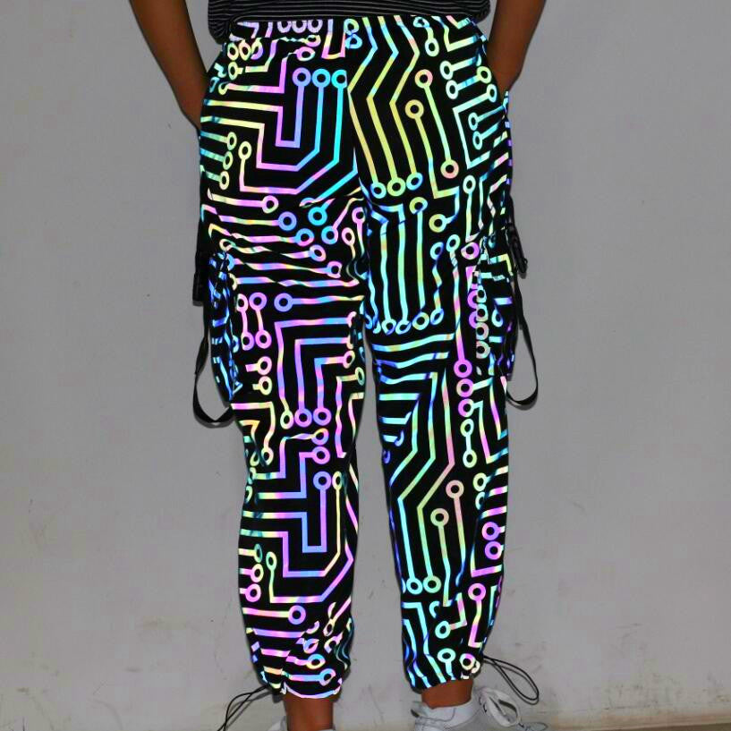 Women’s circuit pattern colorful reflective overalls