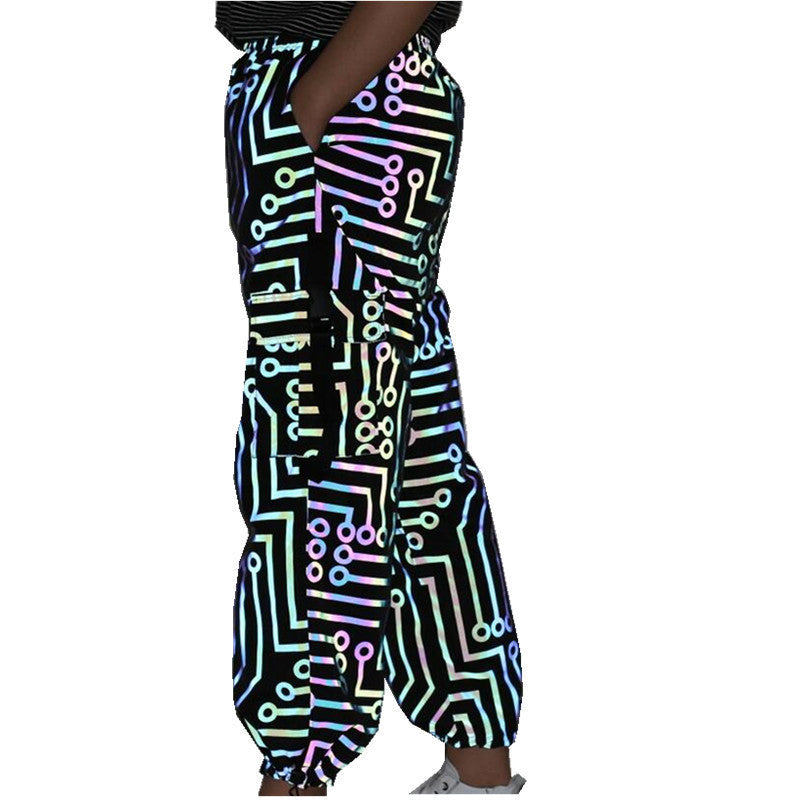 Women’s circuit pattern colorful reflective overalls