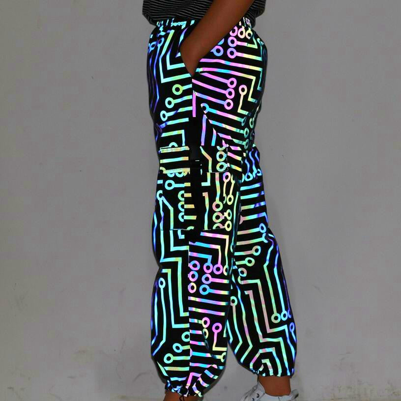 Women’s circuit pattern colorful reflective overalls