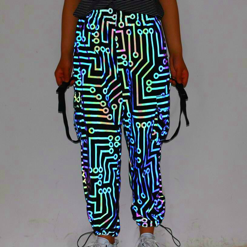 Women’s circuit pattern colorful reflective overalls