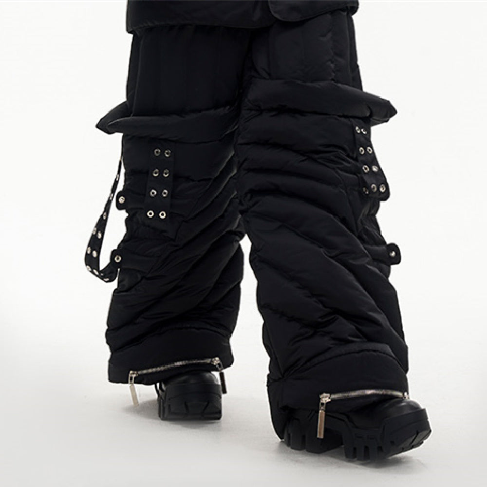 Men’s Winter Casual Pants With Folded And Thickened Legs - Black Trousers / S