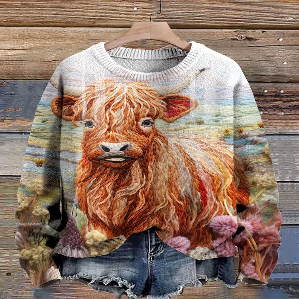 Popular 3D Printed Loose Pullover Thickened Spring Sweater