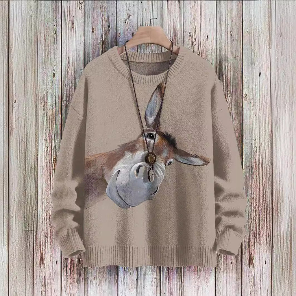 Popular 3D Printed Loose Pullover Thickened Spring Sweater