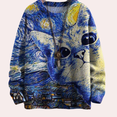 Popular 3D Printed Loose Pullover Thickened Spring Sweater