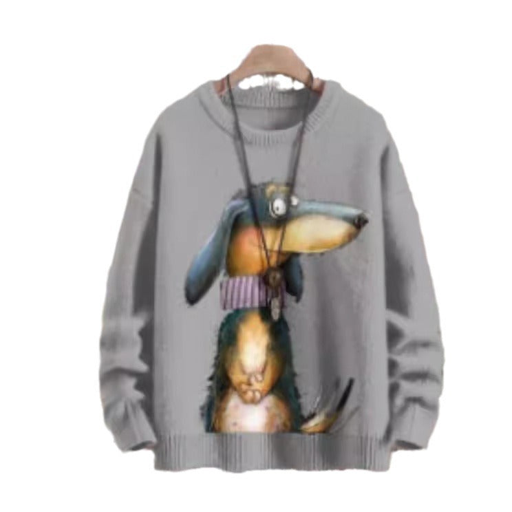 Popular 3D Printed Loose Pullover Thickened Spring Sweater