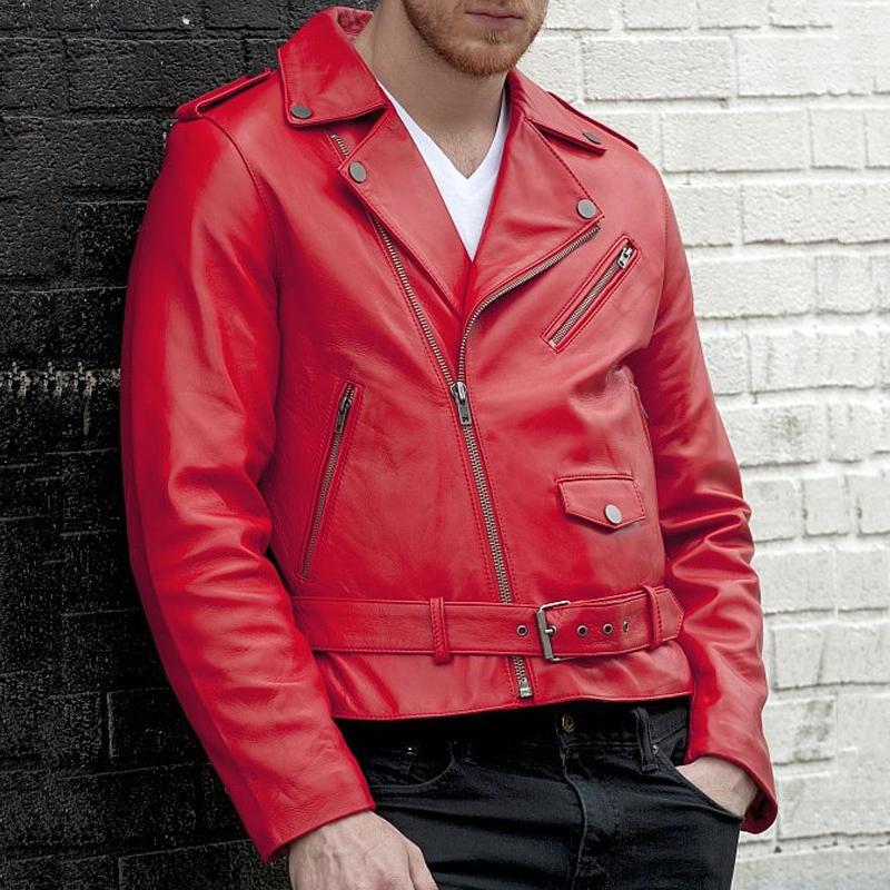 Popular Motorcycle Leather Men’s Leather Clothing - Red / M