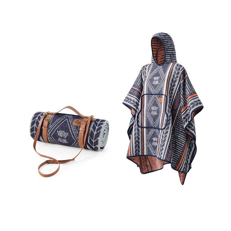 Portable Outdoor Camping Multifunctional Warm Blanket - Blue