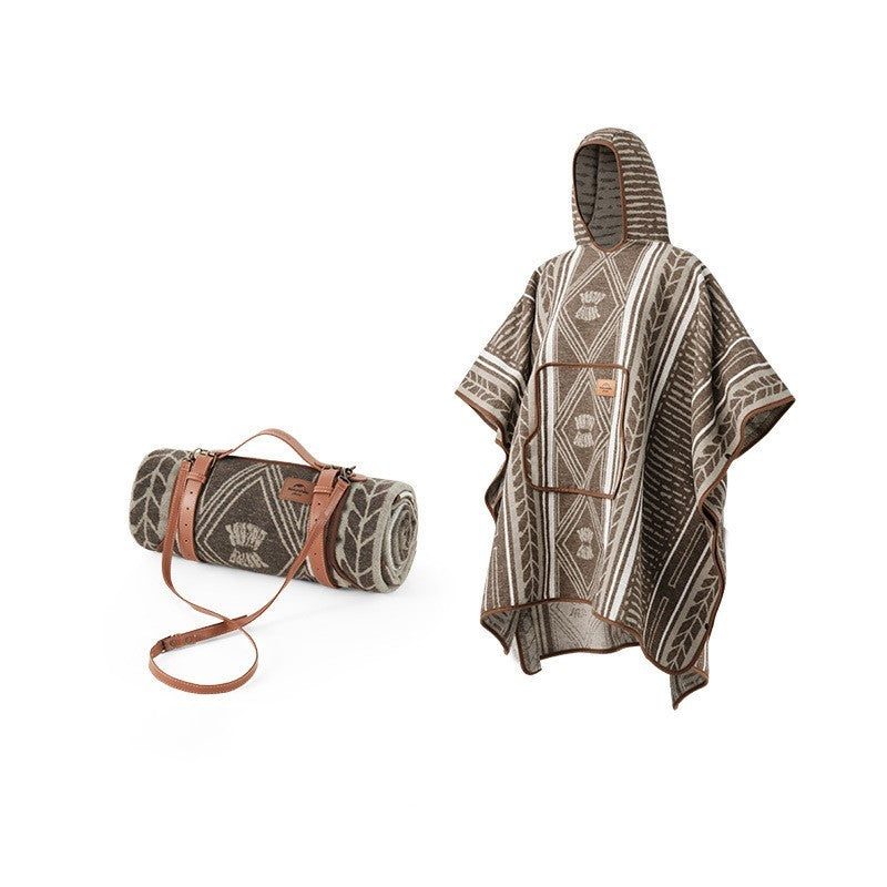 Portable Outdoor Camping Multifunctional Warm Blanket - Brown