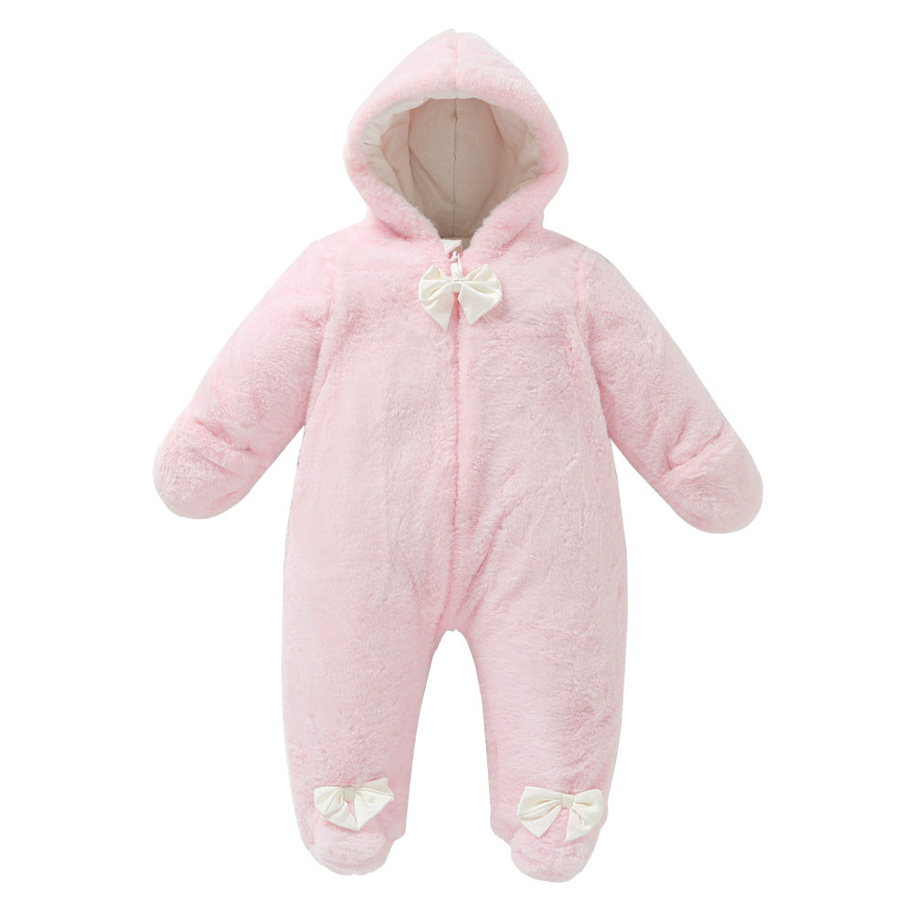 New Baby And Toddler Jumpsuit Thickened Children’s Coral Fleece - Princess pink / 0to3M