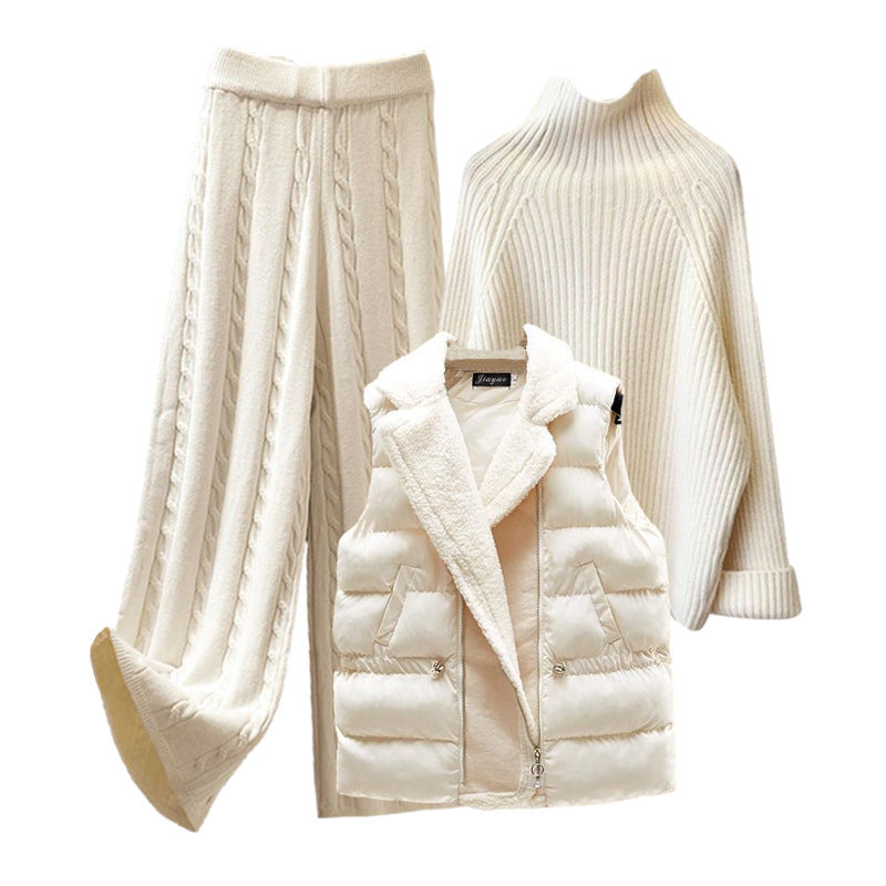 Autumn And Winter Women’s Sweater Vest Pants Suit
