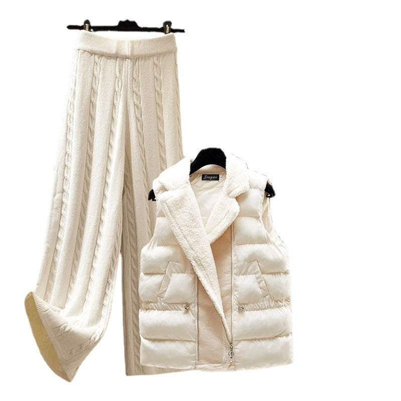 Autumn And Winter Women’s Sweater Vest Pants Suit