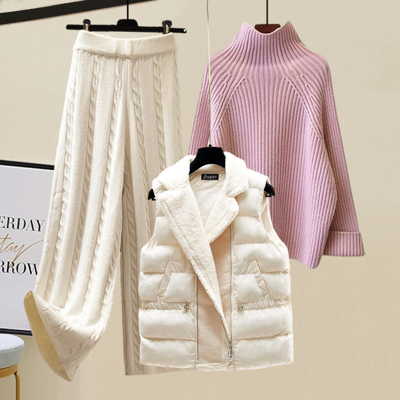 Autumn And Winter Women’s Sweater Vest Pants Suit
