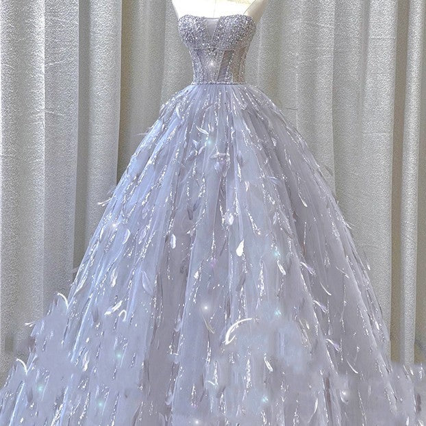 New Toast Dress Bridal Mitzvah Dress High-end Luxury Niche Engagement - Light Grey Blue / S