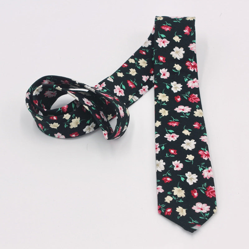 Men’s Suit Printed Cotton Pocket Handkerchief With Floral Patterns Fashionable And Casual Printed Tie