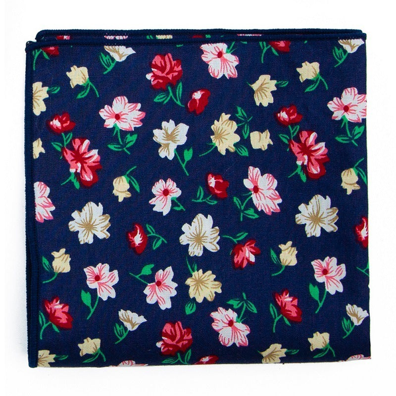 Men’s Suit Printed Cotton Pocket Handkerchief With Floral Patterns Fashionable And Casual Printed Tie - Square scarf