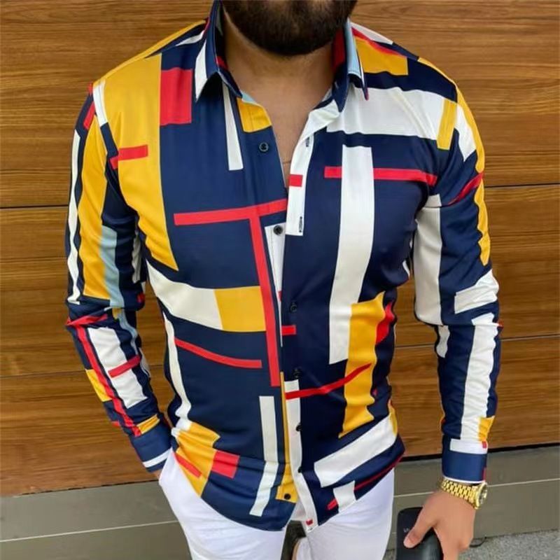Printed Long Sleeve Slim Fit Men’s Shirt - HJ1226a9 / L