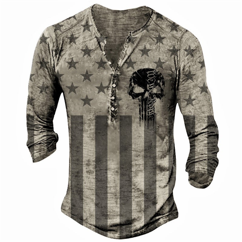 Printed Men’s Street Long-sleeved Sports T-shirt - A / XS