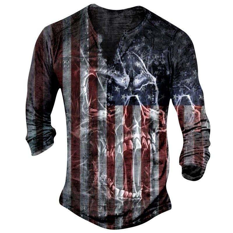 Printed Men’s Street Long-sleeved Sports T-shirt - B / XS