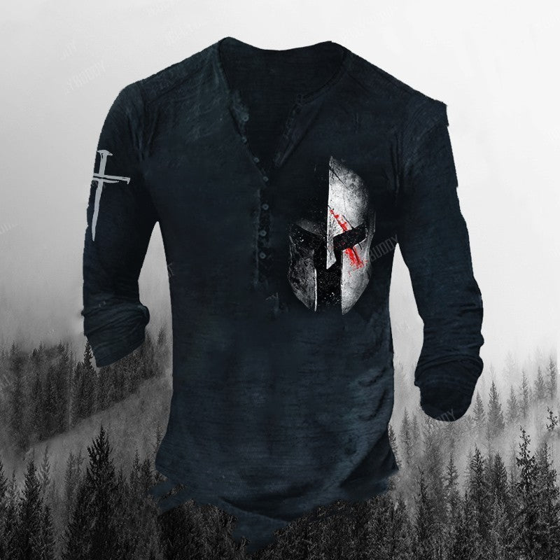 Printed Men’s Street Long-sleeved Sports T-shirt - C / XS