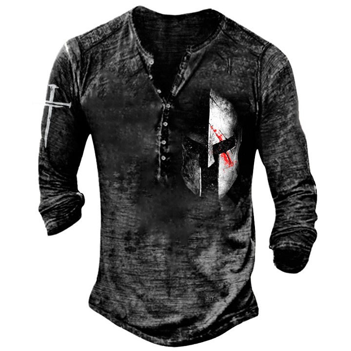 Printed Men’s Street Long-sleeved Sports T-shirt - D / XS