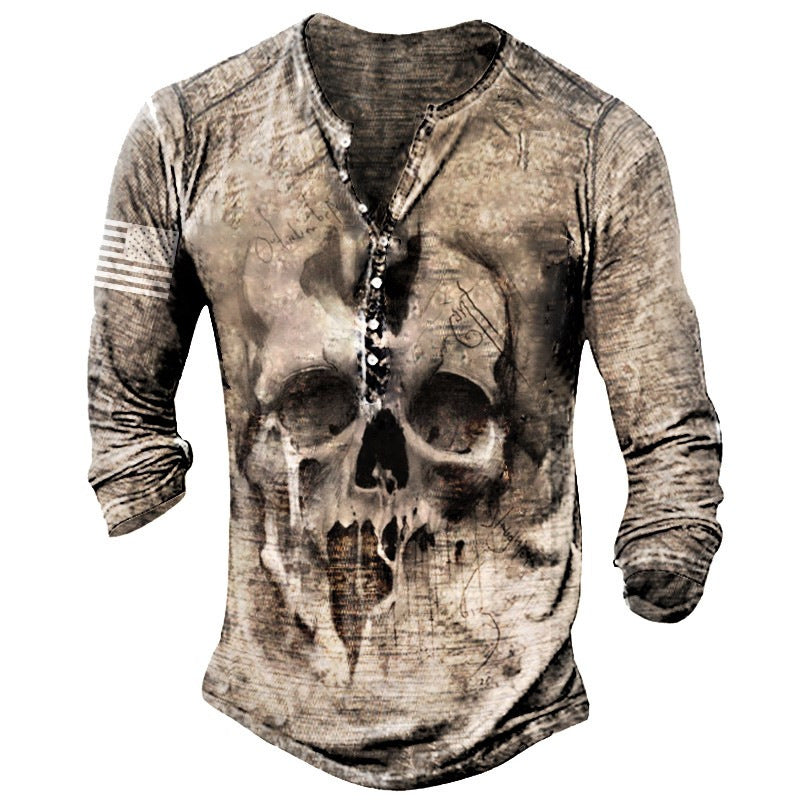 Printed Men’s Street Long-sleeved Sports T-shirt - F / XS