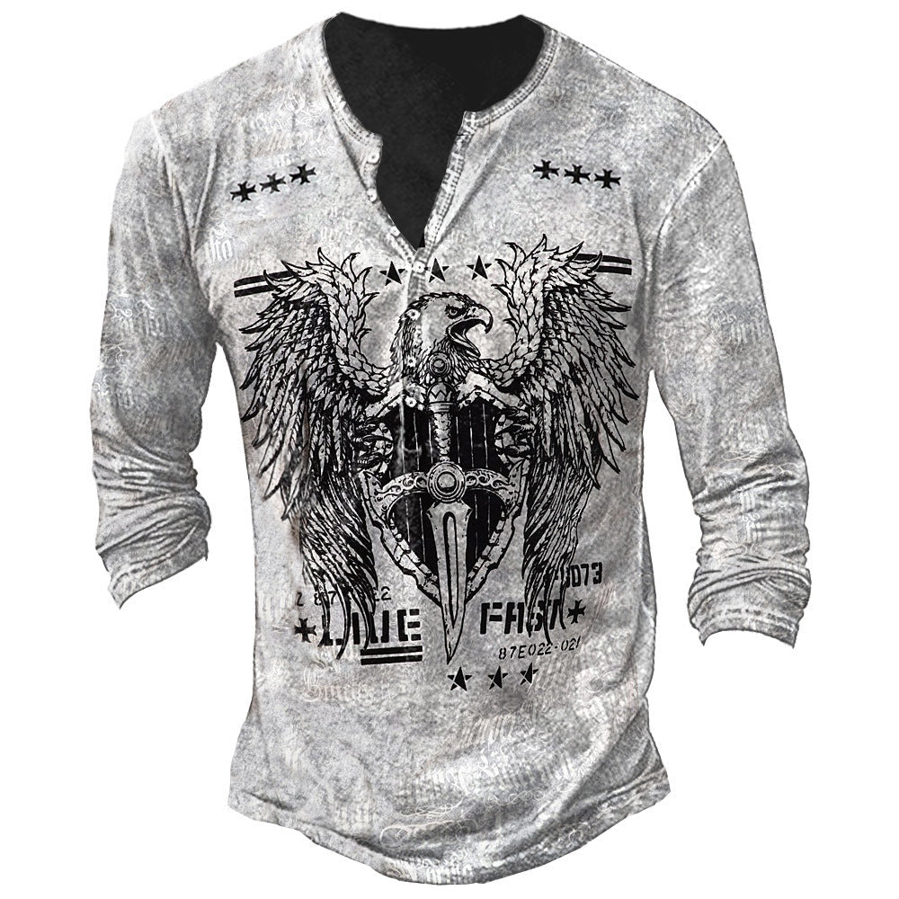 Printed Men’s Street Long-sleeved Sports T-shirt - G / XS