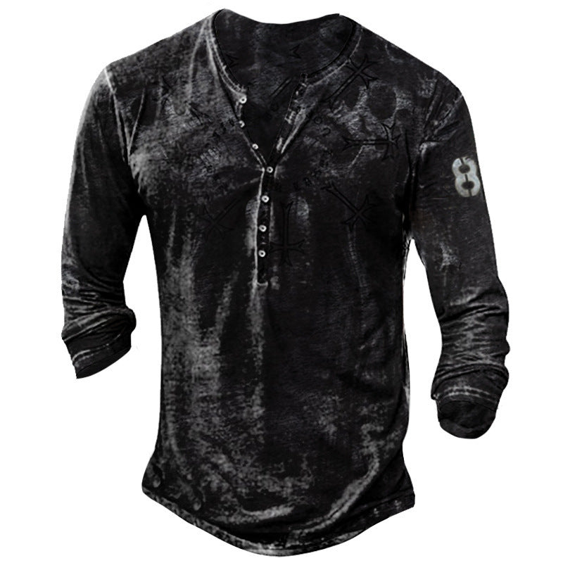 Printed Men’s Street Long-sleeved Sports T-shirt - H / XS