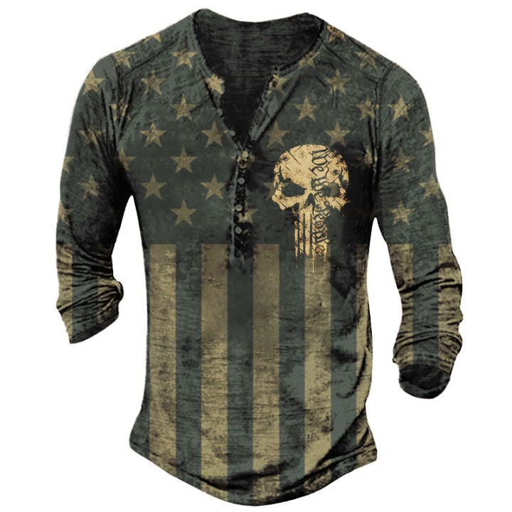 Printed Men’s Street Long-sleeved Sports T-shirt - P / XS