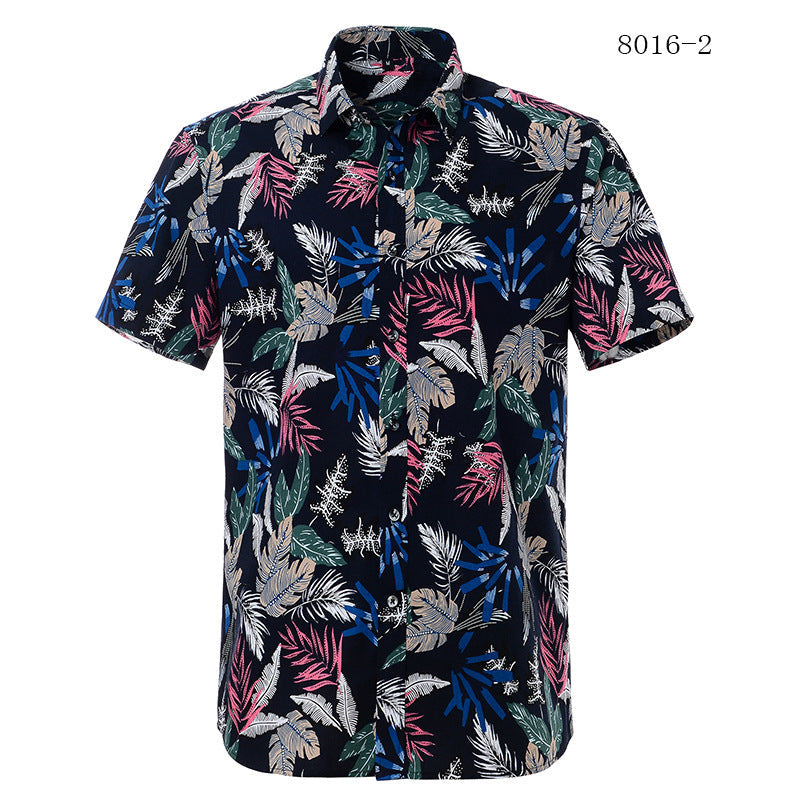 Printed short-sleeved shirt men’s European beach