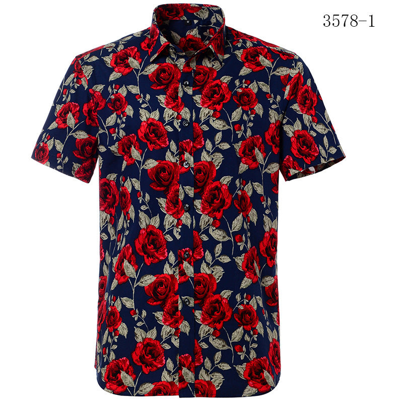Printed short-sleeved shirt men’s European beach - A35781 / S